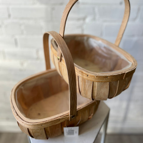 Trug Natural Wooden Basket - folding handle
