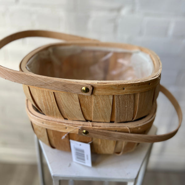 potted wooden basket
