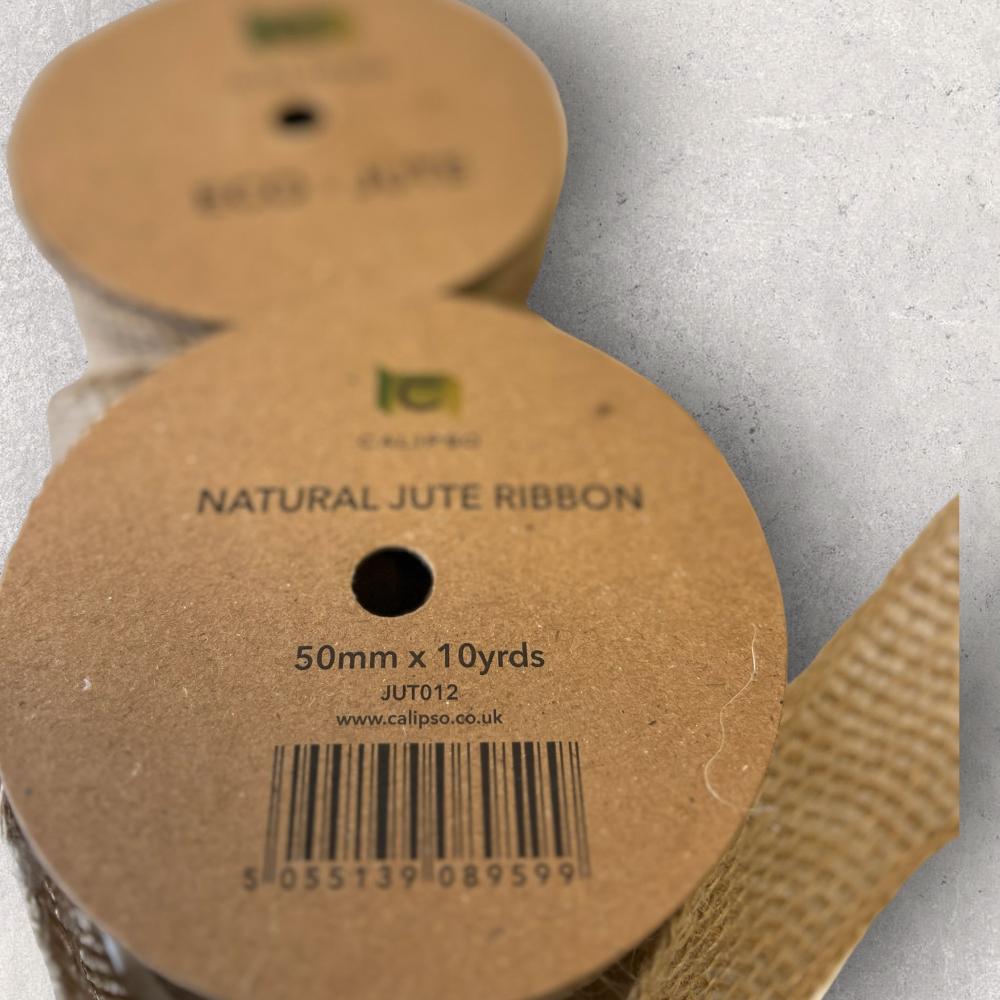 BOX OFFER Ribbon Natural Jute - 50mm x 10yards BOX OFFER-36 Rolls ...