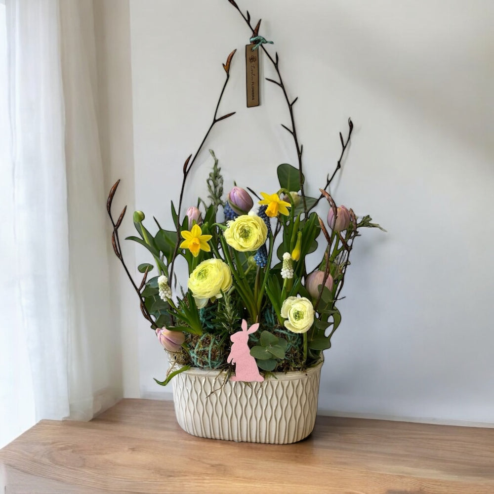 Arrangement in Stoneware Oval - 20*10.8*10.8cm - Ivory