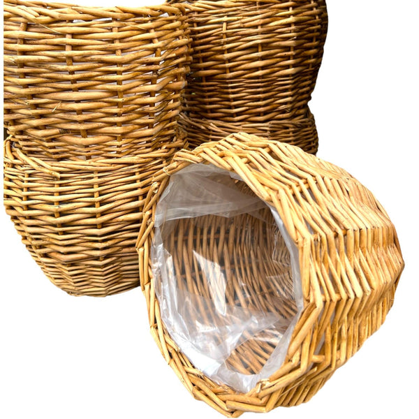 basket wicker bucket plants flowers 
