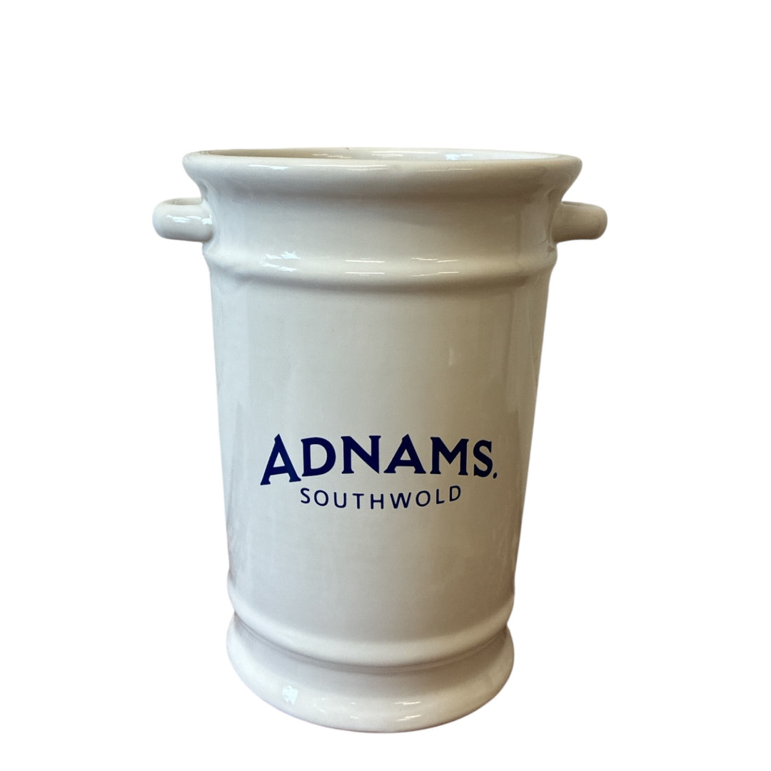 White ceramic ice bucket with 'ADNAMS Southwold' branding on a white background