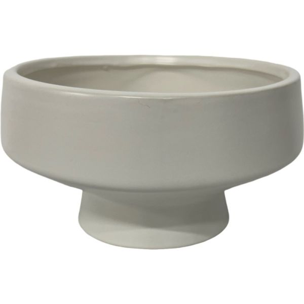 Stoneware Footed Bowl - White 20 x 20 x 15cm