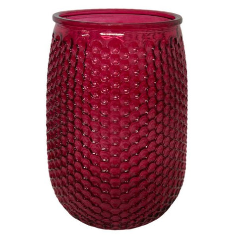 GLASS - Honeycomb Vase Red -  14.8*14.8*19.3cm