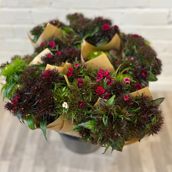 farm style rustic flower bunches