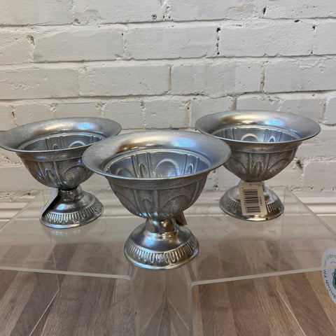 ZINC- Silver Footed Bowl Top Diameter 20.5cm Height 15.5cm