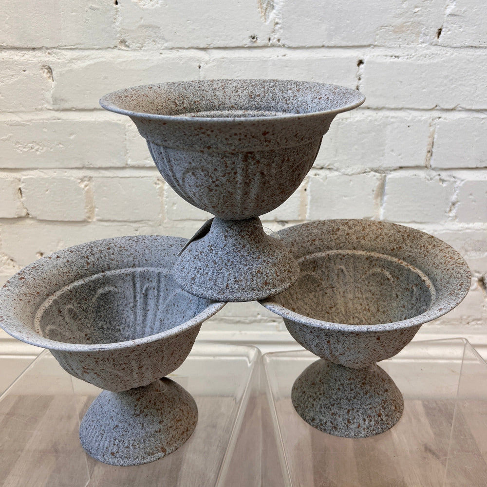 ZINC- Grey Footed Bowl Top Diameter 20.5cm Height 15.5cm