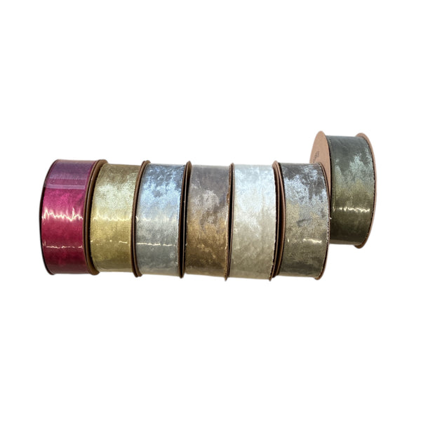 Ribbon - Olive Green Crushed Velvet 38mm x 10yds