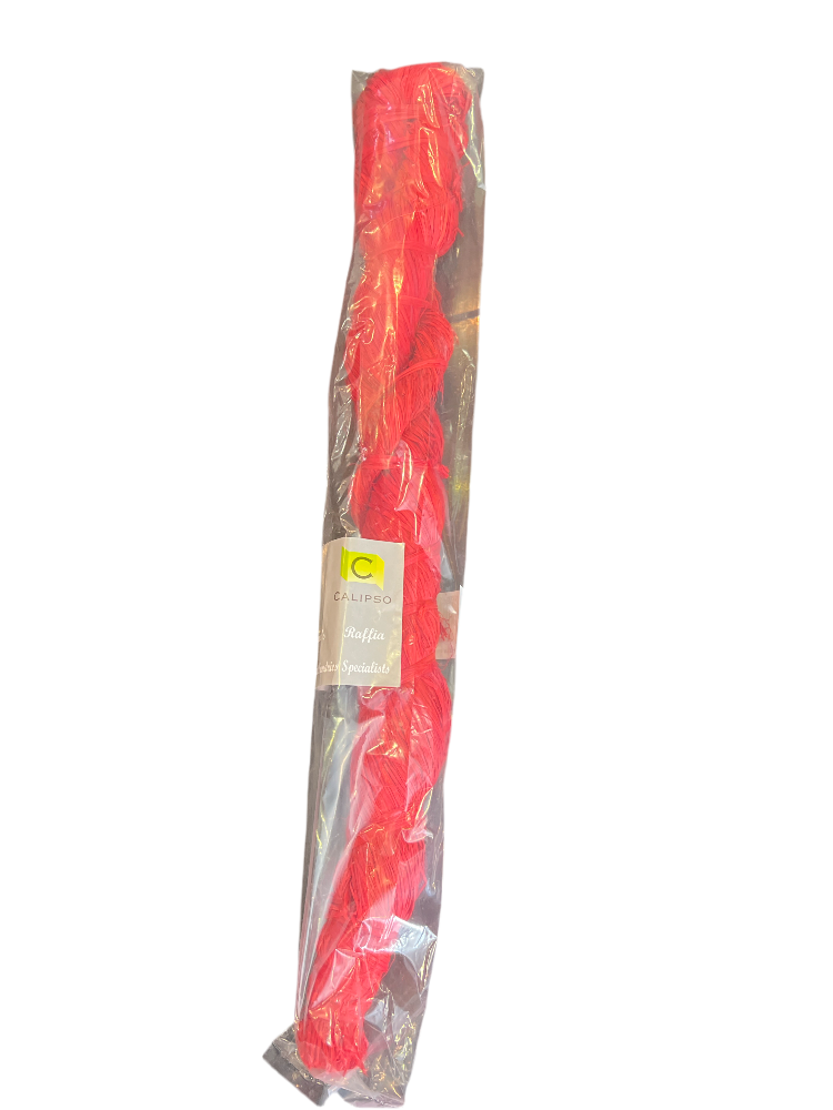 Red and black striped object with a label on a white background
