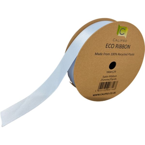 Ribbon Eco - Recycled from plastic bottles DOUBLE FACE BABY BLUE 25mm width x 20 Yards
