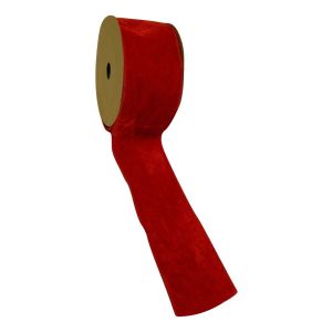 Red ribbon on a spool with a white background