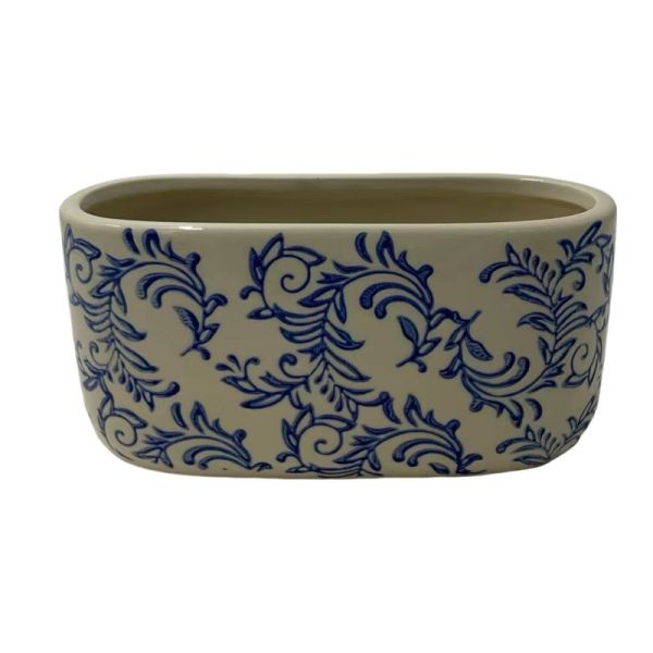 Stoneware Oval - 20*10.8*10.8cm  - Blue Fleur