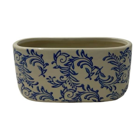 Stoneware Oval - 20*10.8*10.8cm  - Blue Fleur