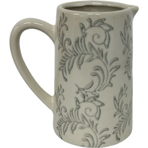Stoneware Jug - 9*12*18cm - Grey Fleur