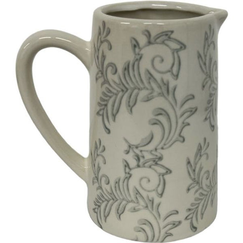 Stoneware Jug - 9*12*18cm - Grey Fleur