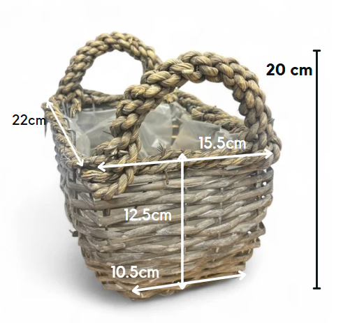 wicker woven rope handle basket