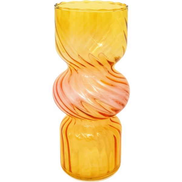 Glass vase with orange and pink gradient on a white background