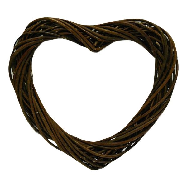 A heart-shaped unpeeled willow wreath