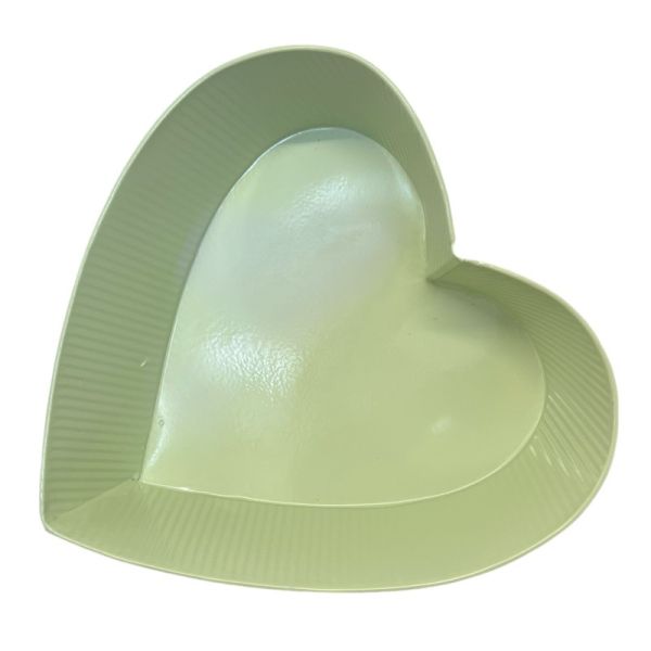 Zinc Planted Heart - Green Ribbed  27*8cm