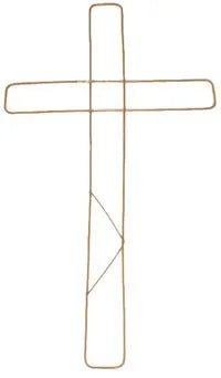Copper 18-inch wire cross frame for festive wreath making, Christmas crafts, and floral tribute arrangements.