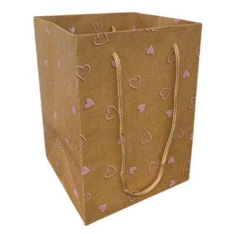 Pink Heart Olympic Kraft Paper Bags-Box 120 pcs 18cm x 18cm - 40p each