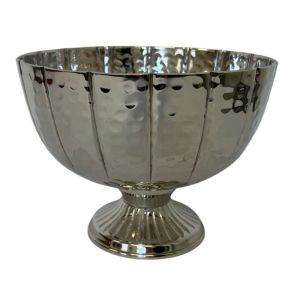 Silver zinc footed bowl 20cm for floral arrangements and event centrepieces