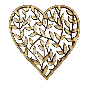 Wooden Heart Shapes  - Leaf - Pack of 10 pieces