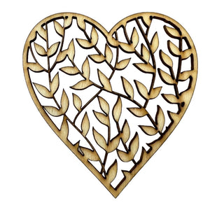 Wooden Heart Shapes  - Leaf - Pack of 10 pieces