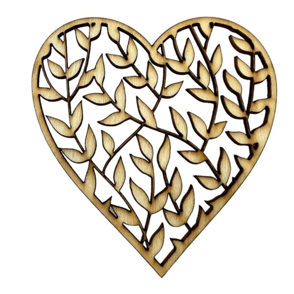 Wooden Heart Shapes  - Leaf - Pack of 10 pieces