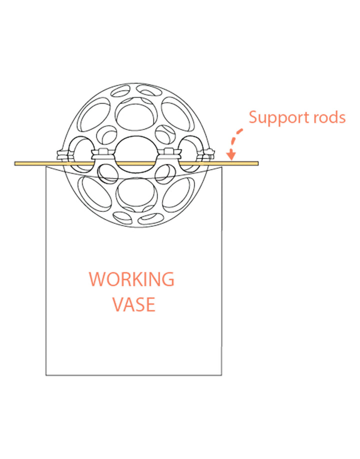 FloraGuppy with vase and support rods diagram