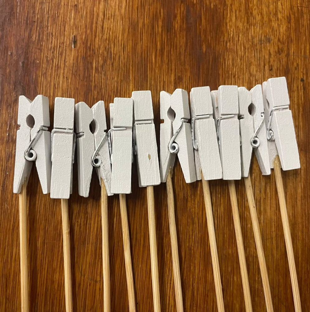 white wooden pegs