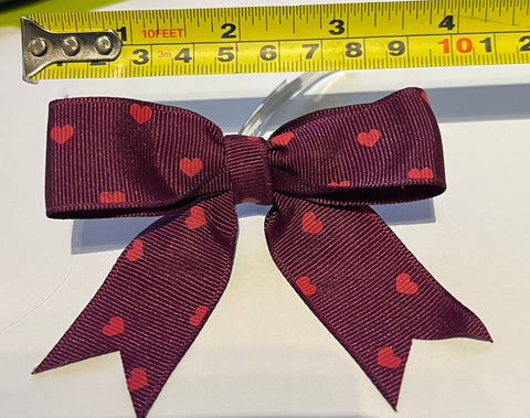 Ribbon Bows Pre-Made - Purple grosgrain with heart motif *20 pieces*