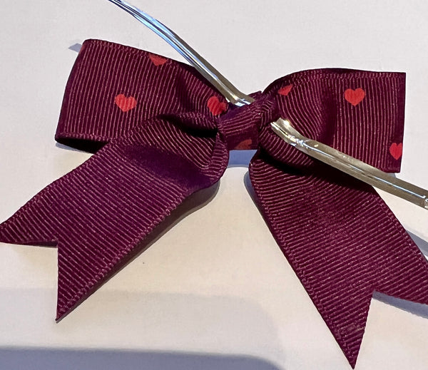 Ribbon Bows Pre-Made - Purple grosgrain with heart motif *20 pieces*