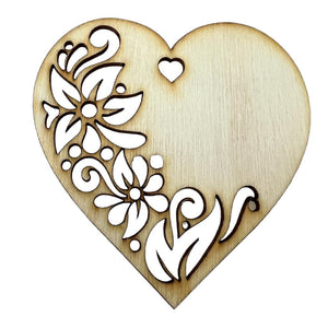 Wooden Heart Shapes  - Flower - Pack of 10 Pieces