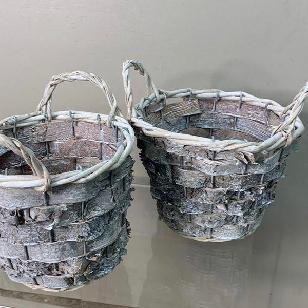 Basket - Bark with liner and handles