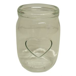 GLASS - Jam Jar with Embossed Heart design 12.5*9.5cm